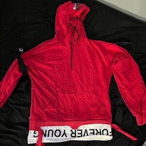 Red Hoodie with Black Accents